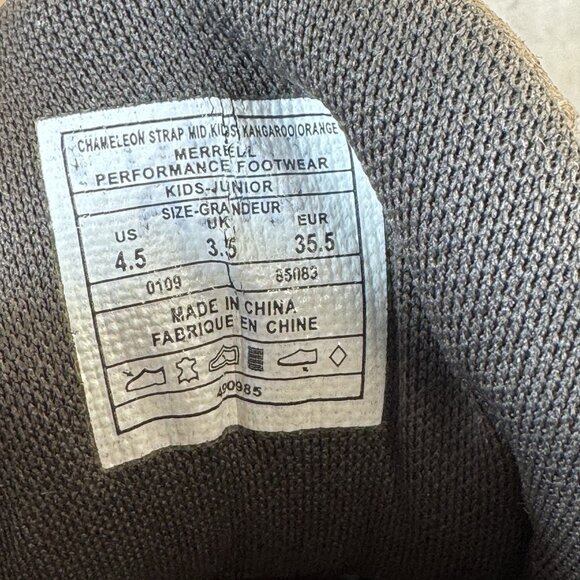 Kids Merrell Moab 2 mid waterproof hiking Boot Shoe Size 4.5 Brown Orange - Picture 9 of 11